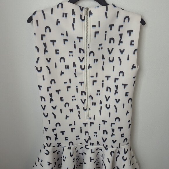 Maje White/Navy Rosy Pendlum Ruffle Letters Dress, Small - Picture 4 of 6